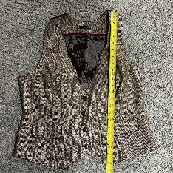 Maurice’s Wool Blend Herringbone Tweed Brown Vest Size XL - Picture 7 of 7